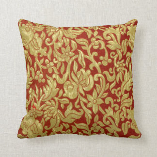 Chinese Red and Gold Pattern Throw Pillow