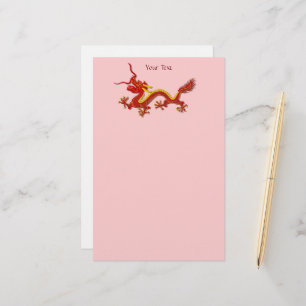 Chinese Red And Gold Year Of The Dragon Writing Stationery