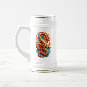 Chinese Red Dragon Fiery Illustration-67561 Beer Stein