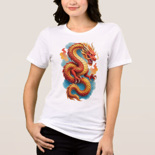 Chinese Red Dragon Fiery Illustration-67561 Tri-Blend Shirt