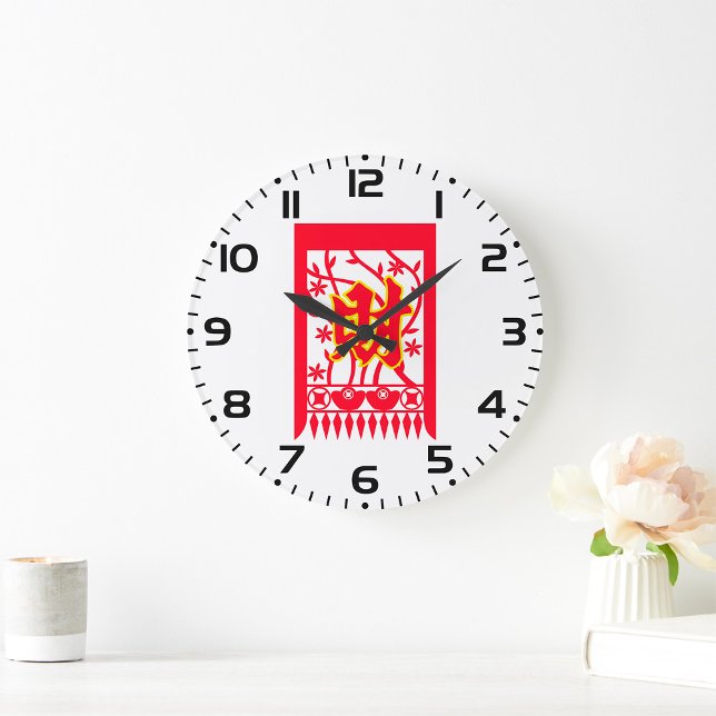 Chinese Red Envelope Design with Prosperity Symbol Large Clock (Creator Uploaded)
