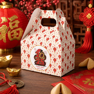 Chinese red Gold Happy Lunar New Year Of The Snake Favor Box