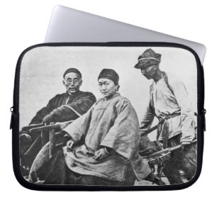 Chinese rickshaw, c.1870 (b/w photo) laptop sleeve
