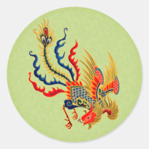 Chinese Rooster Art Design  Classic Round Sticker