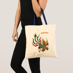 Chinese Rooster Art Personalized Tote Bag