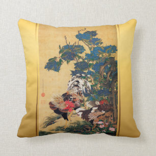 Chinese Rooster New Year 2017 Japanese Art Pillow1 Throw Pillow