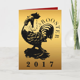 Chinese Rooster Year custom 2017 Greeting Holiday Card