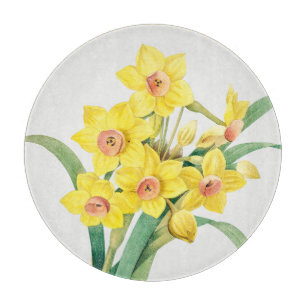 Chinese Sacred Lily, Pierre-Joseph Redouté,  Cutting Board