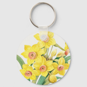 Chinese Sacred Lily, Pierre-Joseph Redouté,  Keychain