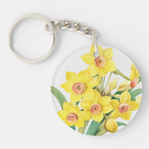 Chinese Sacred Lily, Pierre-Joseph Redouté,  Keychain