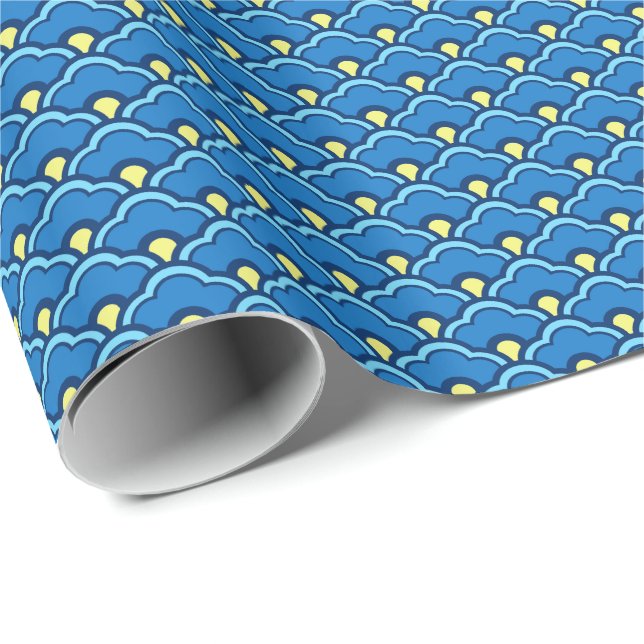 Chinese Scallops, Ocean Blue and Indigo Wrapping P Wrapping Paper (Roll Corner)