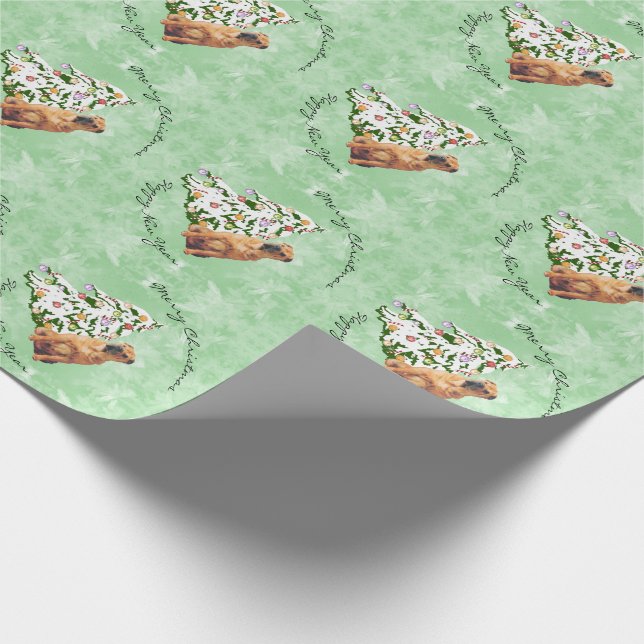 Chinese Shar-Pei and Christmas Tree Wrapping Paper (Corner)