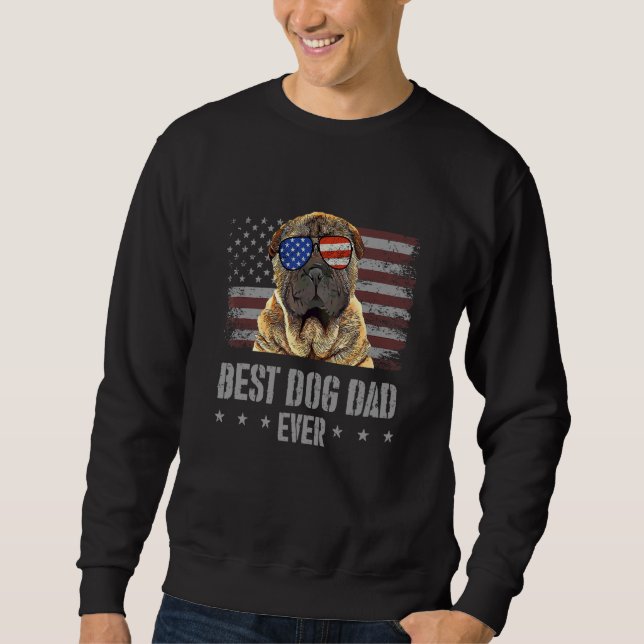 Chinese Shar Pei Best Dog Dad Ever Retro Usa Ameri Sweatshirt (Front)