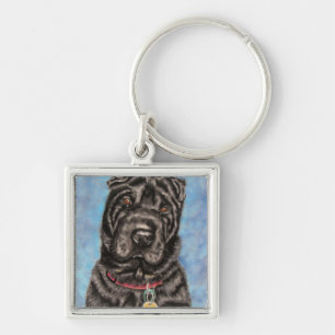 Chinese Shar-Pei Dog Art - Tia Keychain