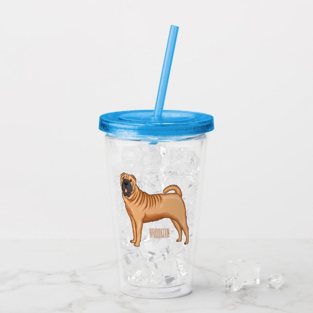 Chinese Shar-Pei dog cartoon illustration Acrylic Tumbler (Back Ice)