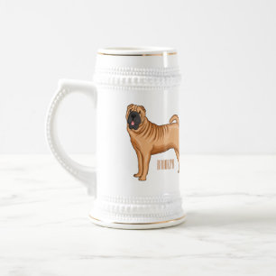 Chinese Shar-Pei dog cartoon illustration Beer Stein