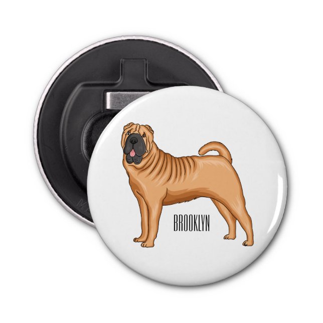 Chinese Shar-Pei dog cartoon illustration Bottle Opener (Front)