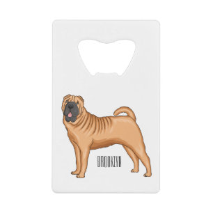 Chinese Shar-Pei dog cartoon illustration  Credit Card Bottle Opener
