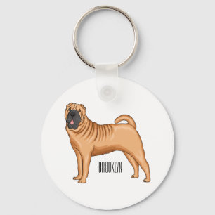 Chinese Shar-Pei dog cartoon illustration Keychain