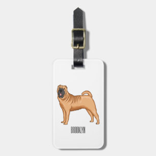 Chinese Shar-Pei dog cartoon illustration Luggage Tag