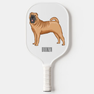 Chinese Shar-Pei dog cartoon illustration Pickleball Paddle