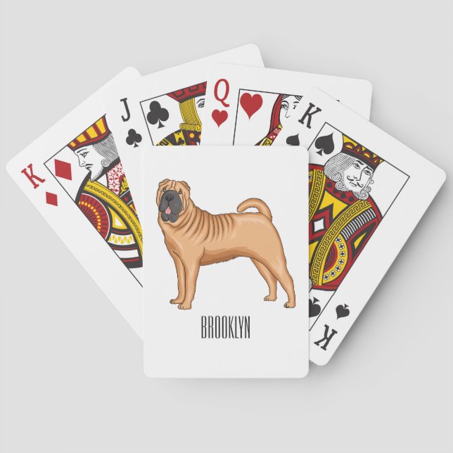 Chinese Shar-Pei dog cartoon illustration  Playing Cards (Back)