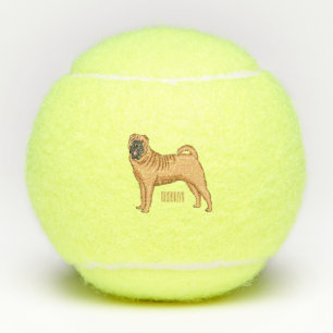 Chinese Shar-Pei dog cartoon illustration Tennis Balls