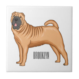 Chinese Shar-Pei dog cartoon illustration Tile