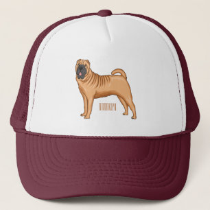 Chinese Shar-Pei dog cartoon illustration Trucker Hat
