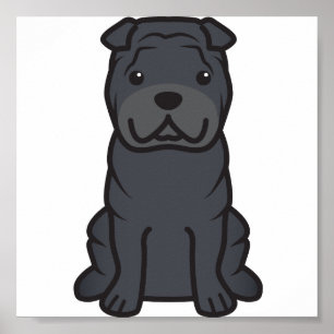 Chinese Shar-Pei Dog Cartoon Poster