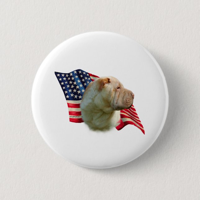 Chinese Shar-Pei Flag 2 Inch Round Button (Front)