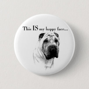 Chinese Shar Pei Happy Face 2 Inch Round Button
