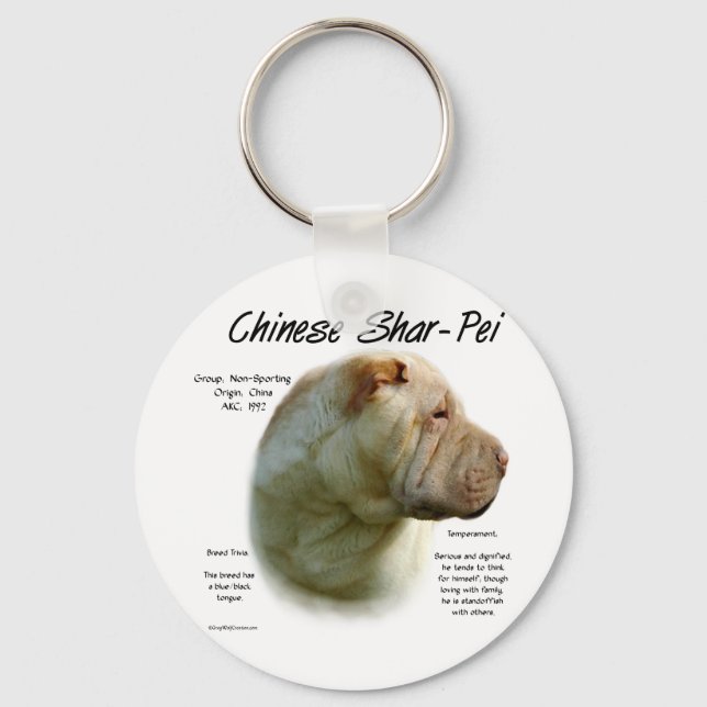 Chinese Shar Pei History Design Keychain (Front)
