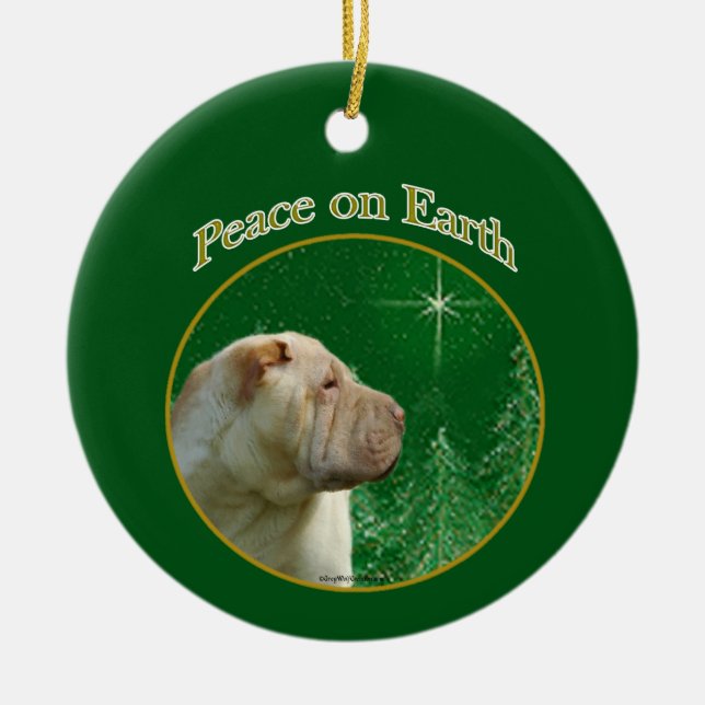 Chinese Shar-Pei Peace Ceramic Ornament (Front)