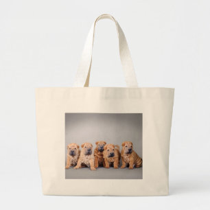 Chinese Shar pei puppies Large Tote Bag