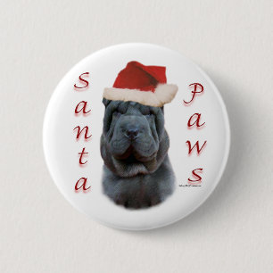 Chinese Shar-Pei Santa Paws 2 Inch Round Button