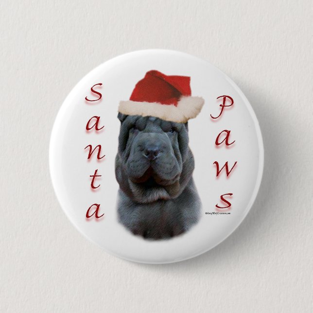 Chinese Shar-Pei Santa Paws 2 Inch Round Button (Front)