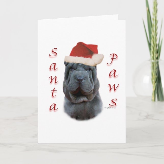 Chinese Shar-Pei Santa Paws Holiday Card (Front)