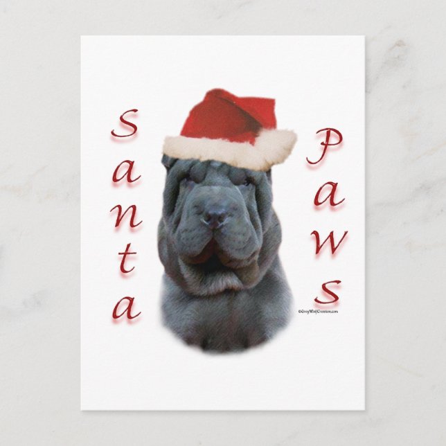Chinese Shar-Pei Santa Paws Holiday Postcard (Front)