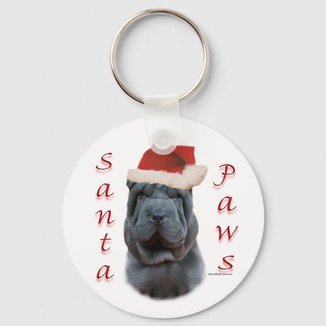 Chinese Shar-Pei Santa Paws Keychain (Front)