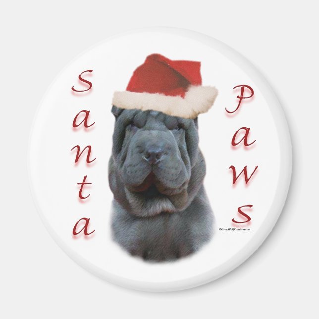 Chinese Shar-Pei Santa Paws Magnet (Front)