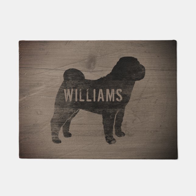 Chinese Shar-Pei Silhouette Personalized Dog Breed Doormat (Front)
