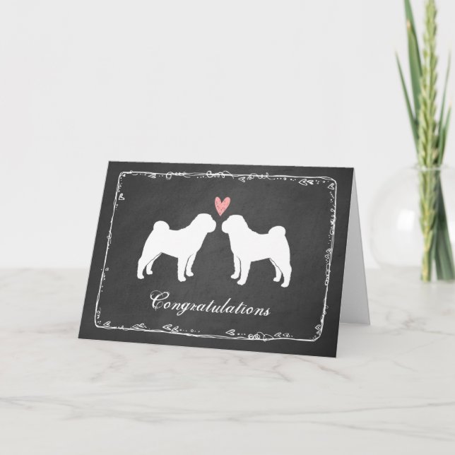 Chinese Shar-Pei Wedding Congratulations Card (Front)