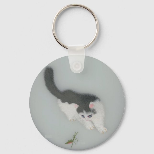 Chinese Silk Cat Picture Keychain (Front)