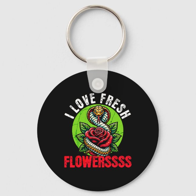 Chinese Snake Lunar New Year 2025 I Love Fresh Flo Keychain (Front)
