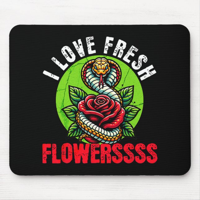 Chinese Snake Lunar New Year 2025 I Love Fresh Flo Mouse Pad (Front)