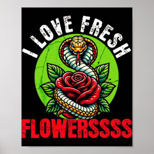 Chinese Snake Lunar New Year 2025 I Love Fresh Flo Poster