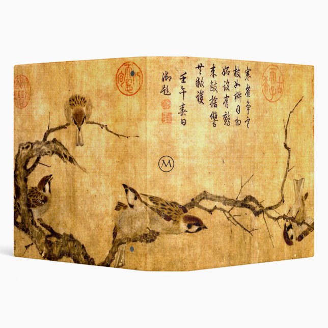 Chinese Song Dynasty Wintry Sparrows Monogram Binder (Background)