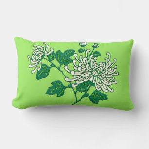Chinese spider chrysanthemums - creamy white lumbar pillow