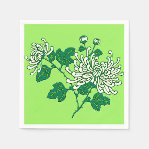 Chinese spider chrysanthemums  - creamy white napkin
